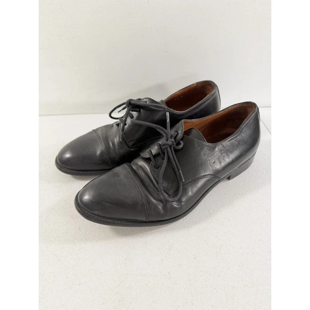 Vintage Polo Ralph Lauren Black Leather Oxford Dress Shoes Men's Size 7.5 D‎